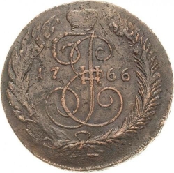 Реверс 5 копеек 1766 года СПМ