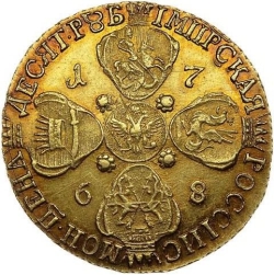 Реверс 10 рублей 1768 года СПБ-TI