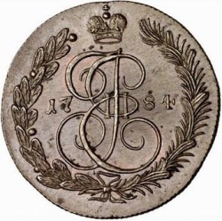 Реверс 5 копеек 1784 года КМ