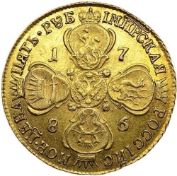 Реверс 5 рублей 1786 года СПБ