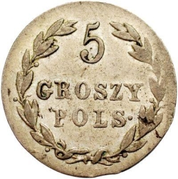 Реверс 5 грошей 1821 года IB