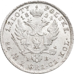 Реверс 1 злотый 1824 года IB