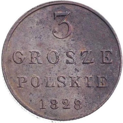 Реверс 3 гроша 1828 года FH