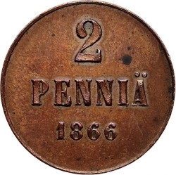 Реверс 2 пенни 1866 года