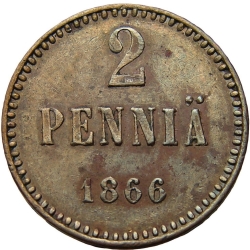 Реверс 2 пенни 1866 года