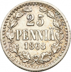 Реверс 25 пенни 1868 года S