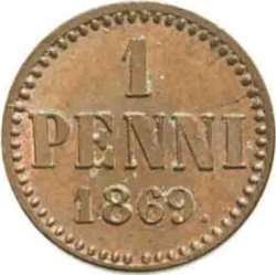 Реверс 1 пенни 1869 года Реверс 1 пенни 1869 года