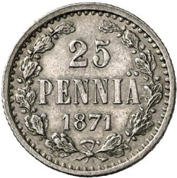 Реверс 25 пенни 1871 года S