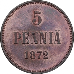Реверс 5 пенни 1872 года