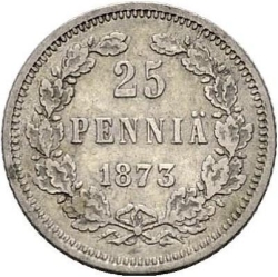 Реверс 25 пенни 1873 года S