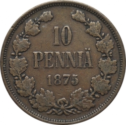 Реверс 10 пенни 1875 года