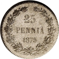 Реверс 25 пенни 1875 года S