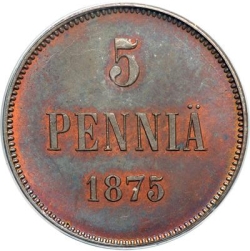 Реверс 5 пенни 1875 года