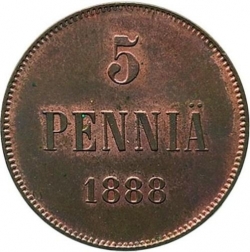 Реверс 5 пенни 1888 года