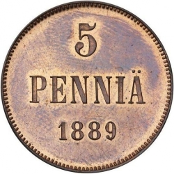 Реверс 5 пенни 1889 года