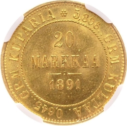Реверс 20 марок 1891 года L