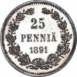 Реверс 25 пенни 1891 года L Реверс 25 пенни 1891 года L