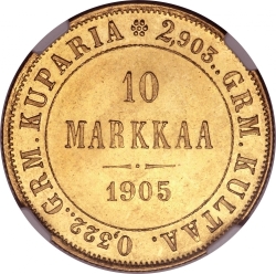 Реверс 10 марок 1905 года L