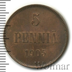 Реверс 5 пенни 1905 года