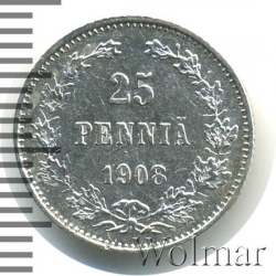 Реверс 25 пенни 1908 года L