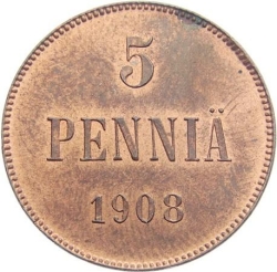 Реверс 5 пенни 1908 года