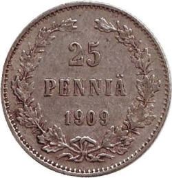 Реверс 25 пенни 1909 года L