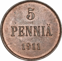 Реверс 5 пенни 1911 года