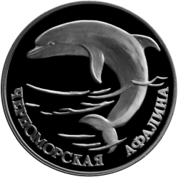 Реверс 1 рубль 1995 года СПМД proof «Черноморская афалина»