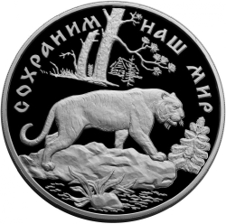 Реверс 100 рублей 1996 года ЛМД proof «Амурский тигр»