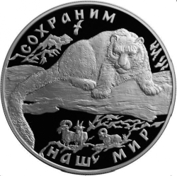 Реверс 25 рублей 2000 года ММД proof «Снежный барс»